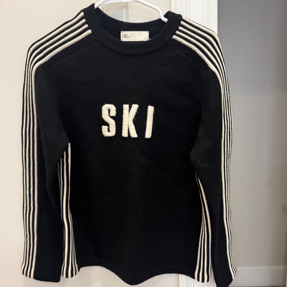 Tory Burch Retro Merino Wool Black and White Women's “Ski” Sweater